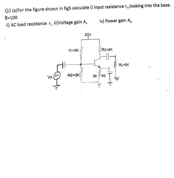Solved Q2 (a)For the figure shown in fig5 calculate i) input | Chegg.com