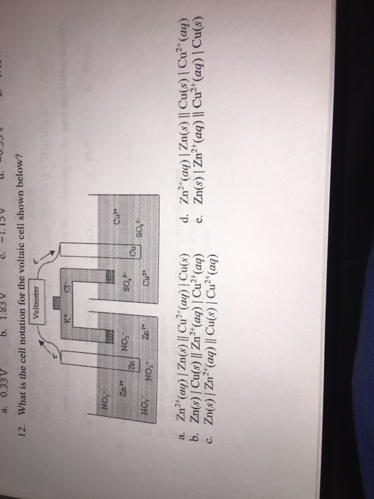 Solved What is the cell notation for the voltaic cell shown | Chegg.com