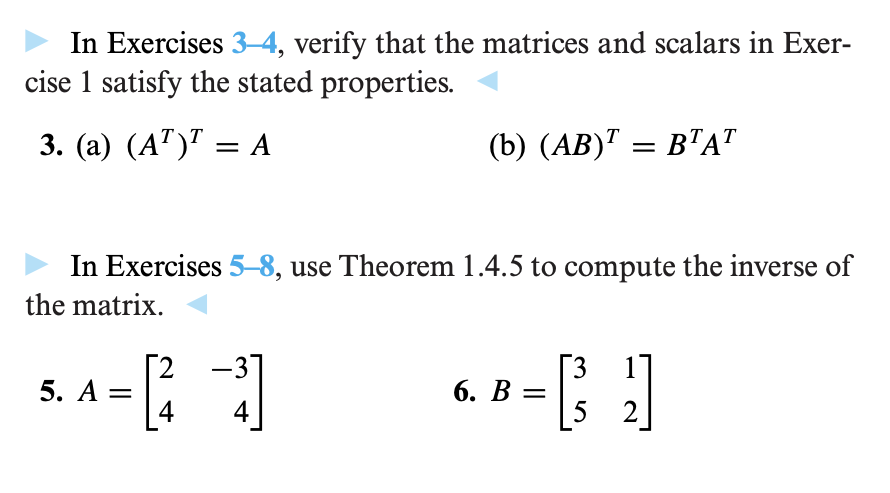 Solved In Exercises 3-4, Verify That The Matrices And | Chegg.com