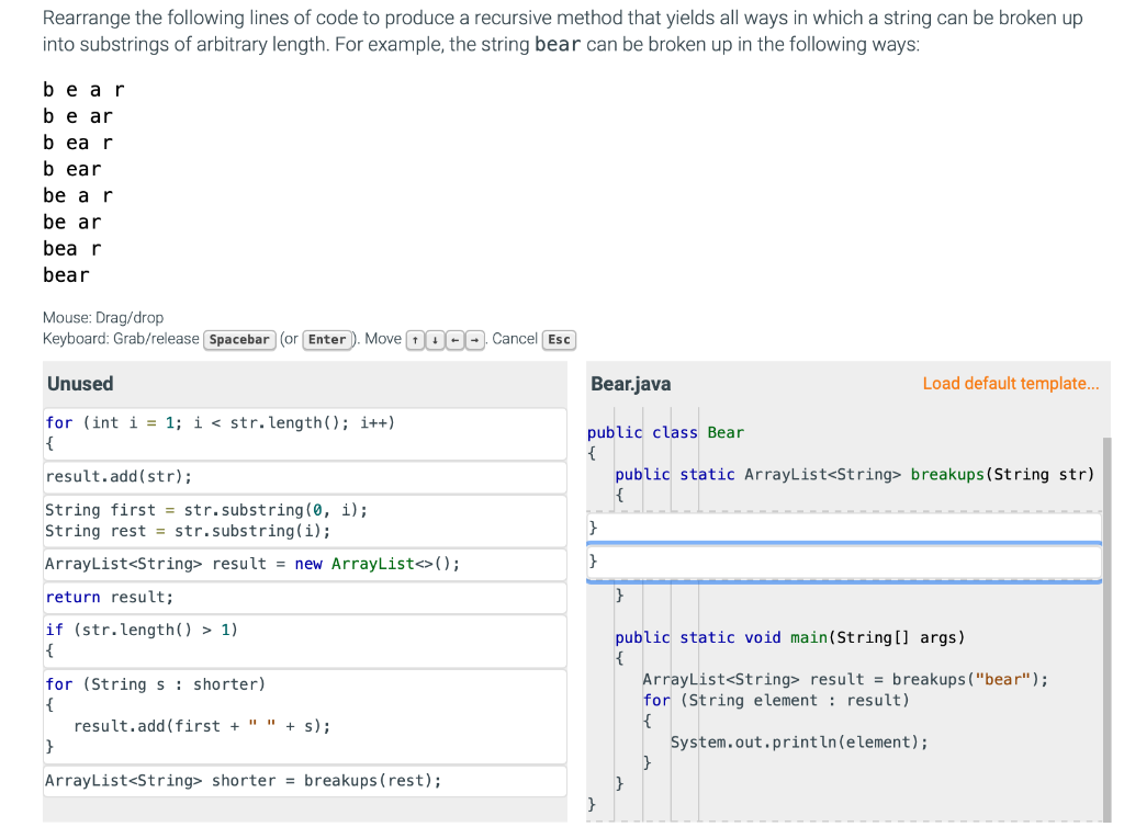 solved-rearrange-the-following-lines-of-code-to-produce-a-chegg