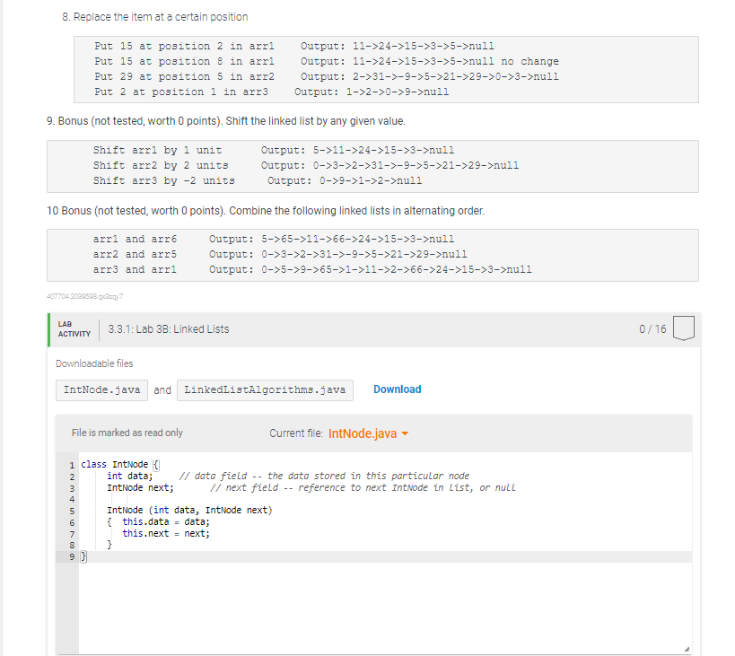 Solved 3.3 Lab 3B: Linked Lists Refer to the following | Chegg.com