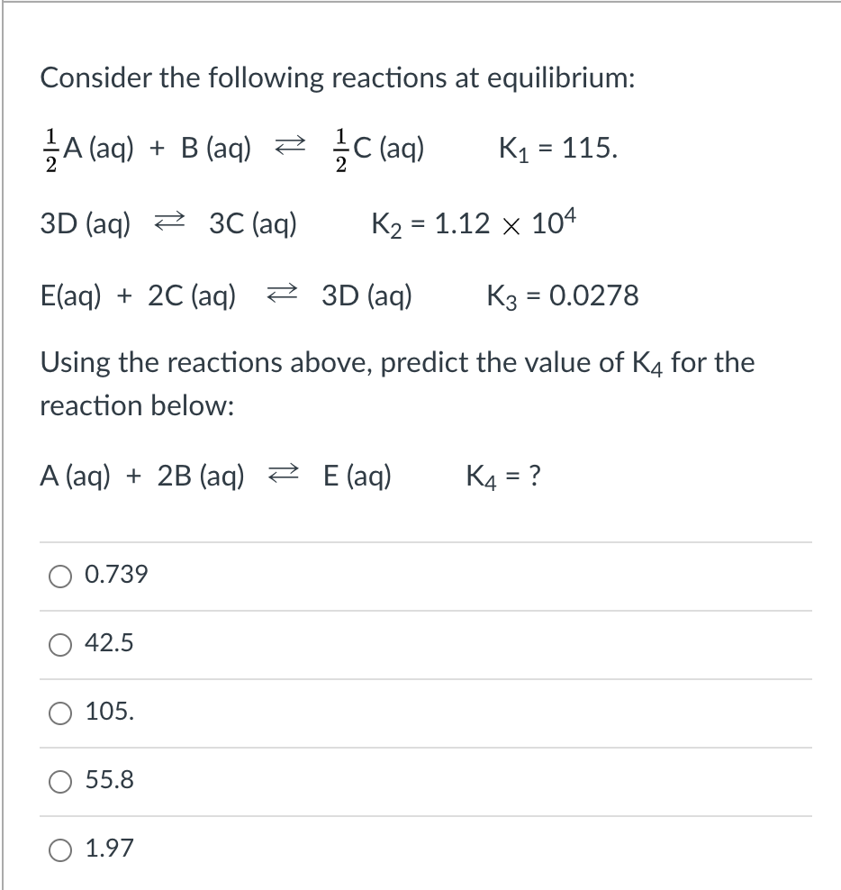 Solved Consider the following reactions at equilibrium: A | Chegg.com