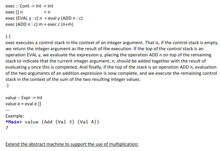 Extend The Abstract Machine To Support The Use Of Chegg Com