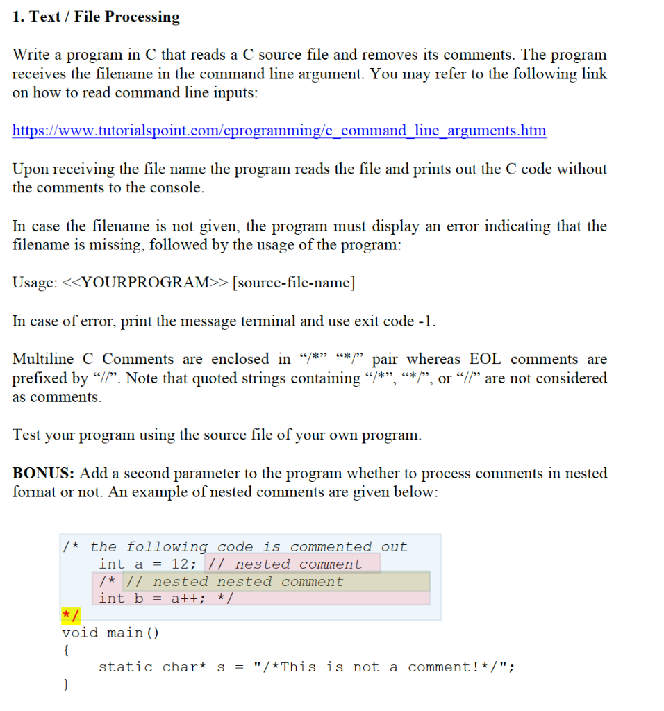 Solved) : 22 Text File Processing Write Program C Reads C Source