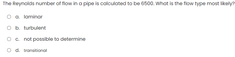 Solved The Reynolds number of flow in a pipe is calculated | Chegg.com