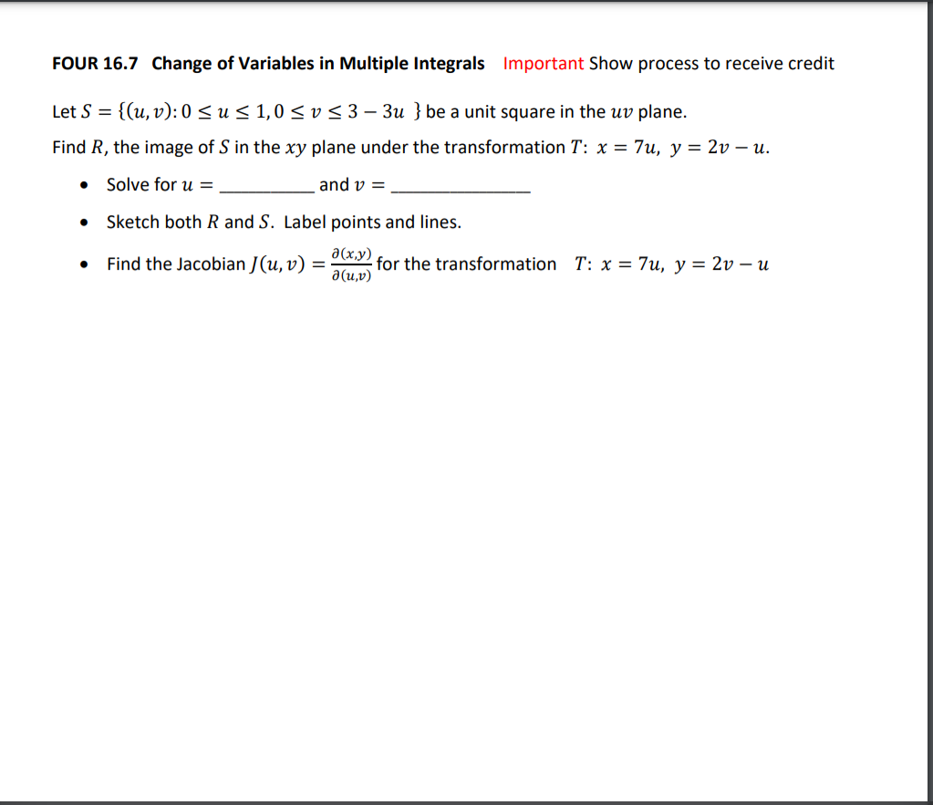 Solved FOUR 16.7 Change of Variables in Multiple Integrals | Chegg.com