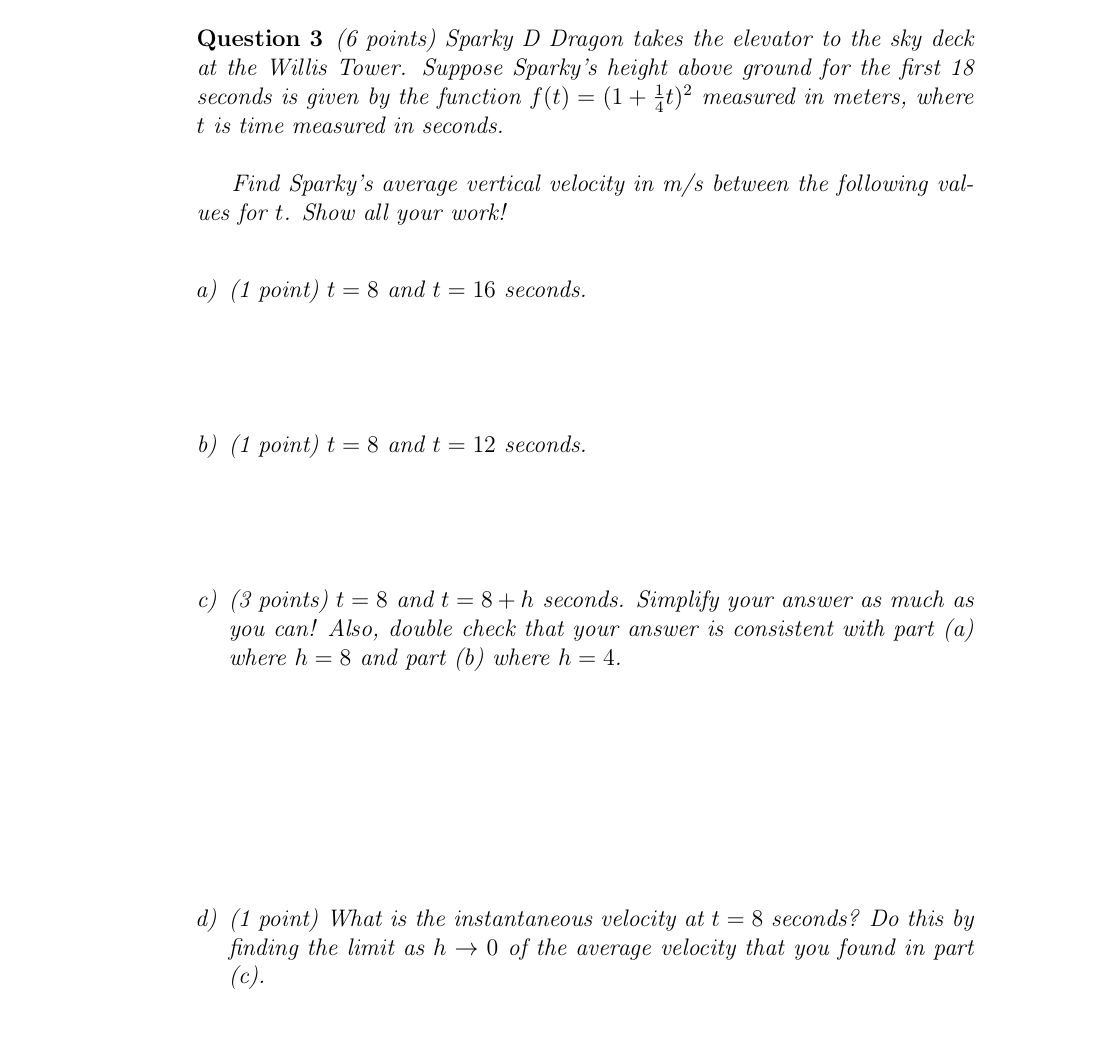 Solved Question 3 (6 ﻿points) ﻿Sparky D Dragon takes the | Chegg.com