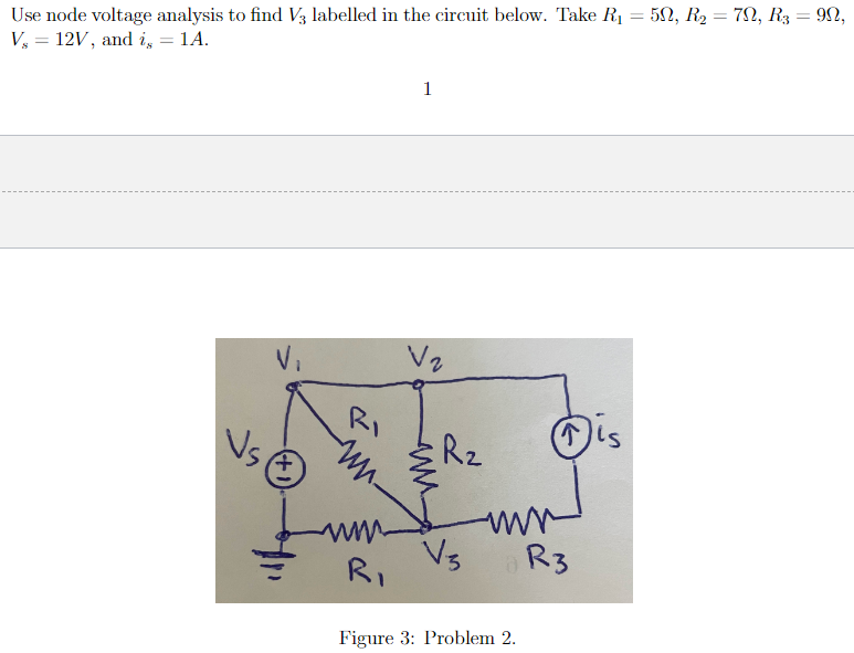 Solved Use node voltage analysis to find V3 ﻿labelled in the | Chegg.com