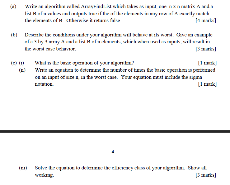 Solved (a) Write an algorithm called ArrayFindList which | Chegg.com