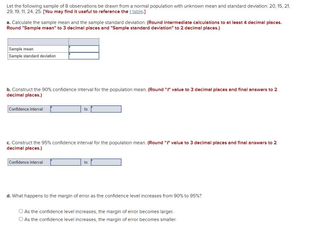 Solved Let the following sample of 8 observations be drawn | Chegg.com