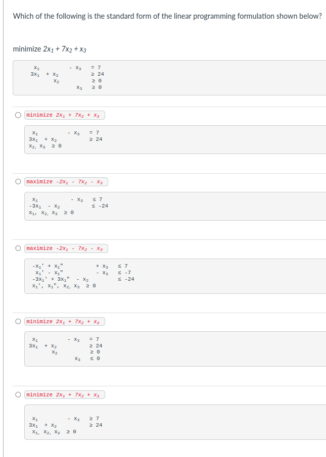 Solved Which of the following is the standard form of the | Chegg.com