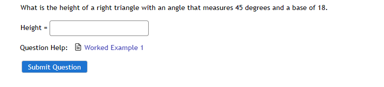 height of right triangle given base and angle