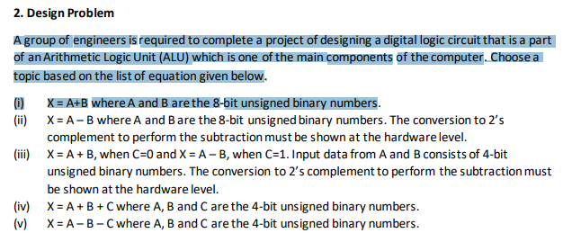 2. Design Problem A group of engineers is required to | Chegg.com