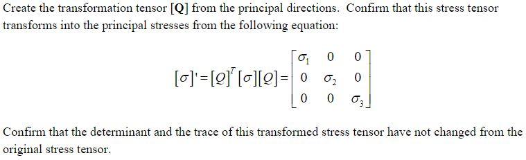 Create the transformation tensor [Q] from the | Chegg.com