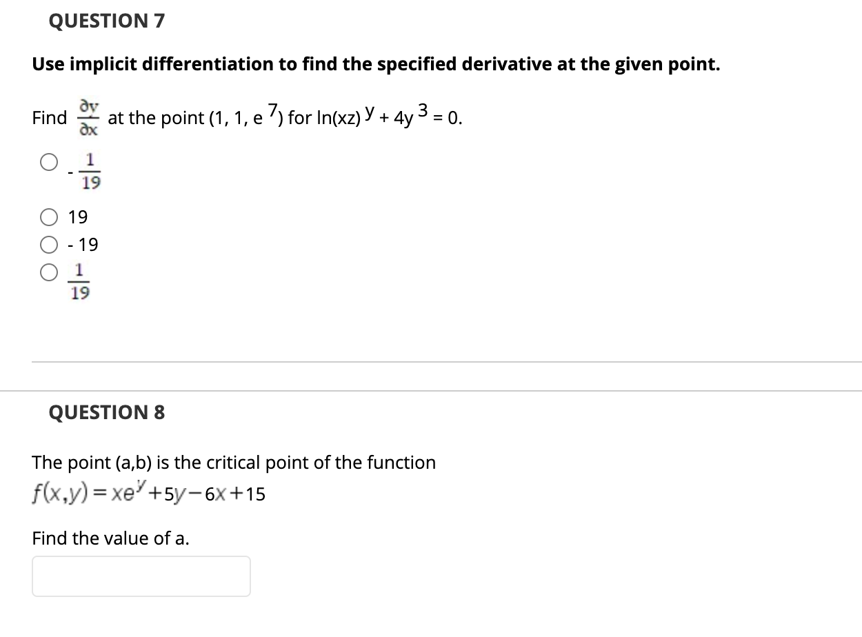 Solved QUESTION 7 Use implicit differentiation to find the | Chegg.com
