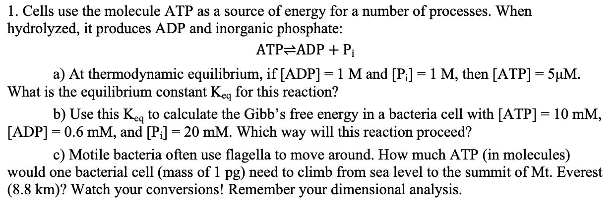 Solved 1. Cells Use The Molecule ATP As A Source Of Energy | Chegg.com