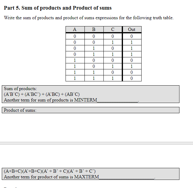 Solved Find sum of products and product of sums from truth | Chegg.com