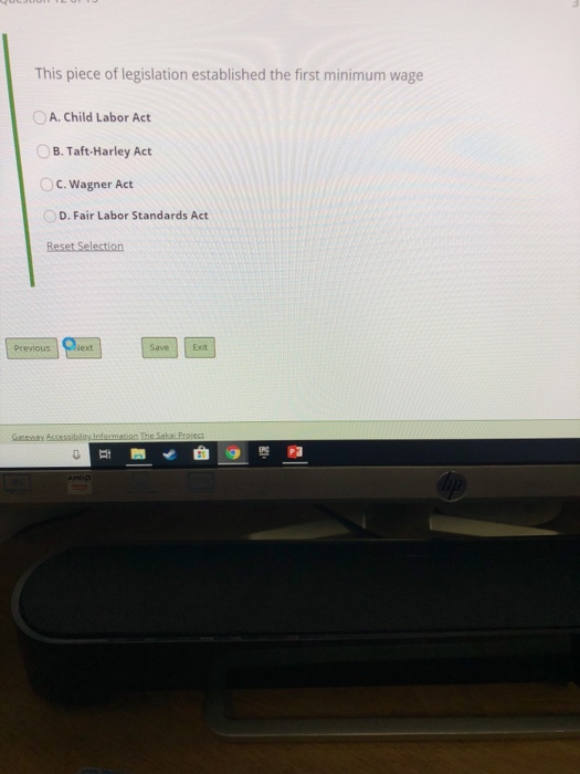 Solved This piece of legislation established the first | Chegg.com