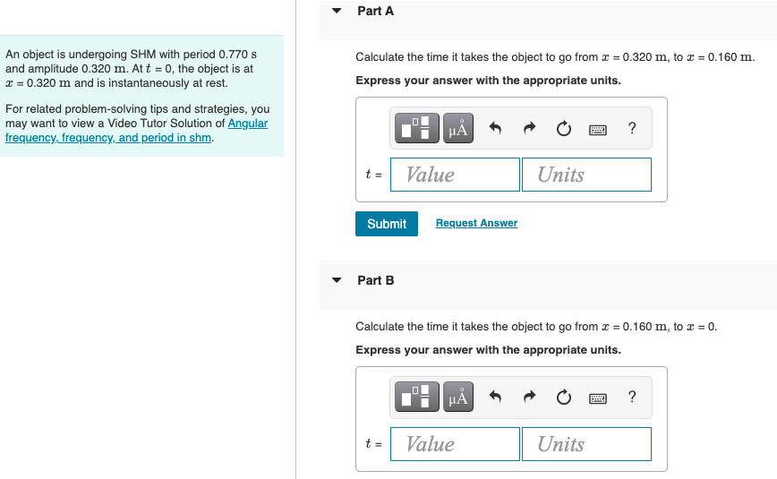 Solved Part A Calculate The Time It Takes The Object To Go | Chegg.com