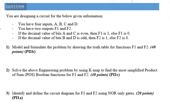 Solved QUESTION You are designing a circuit for the below | Chegg.com