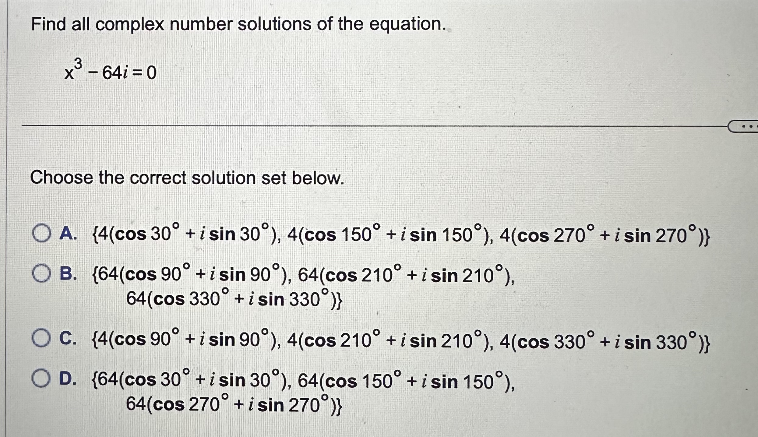 Solved Find all complex number solutions of the equation. | Chegg.com