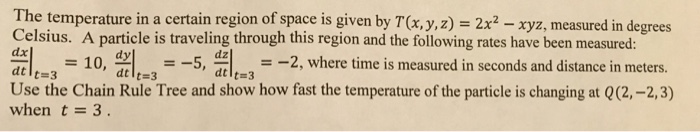 Solved The temperature in a certain region of space is given | Chegg.com