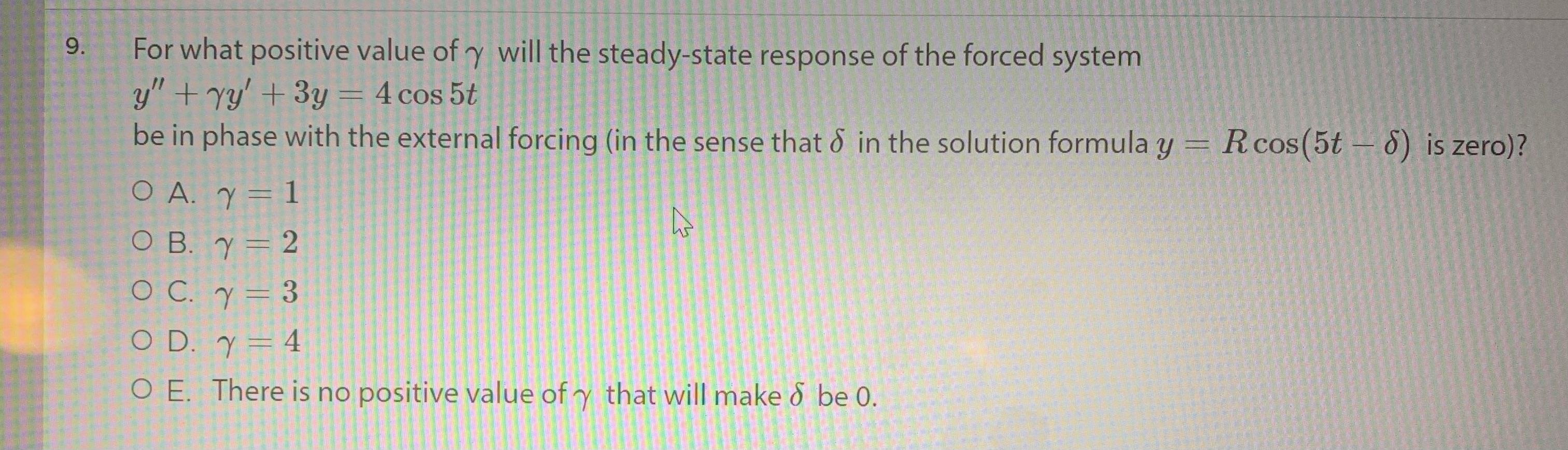 Solved 9. For what positive value of y will the steady-state | Chegg.com