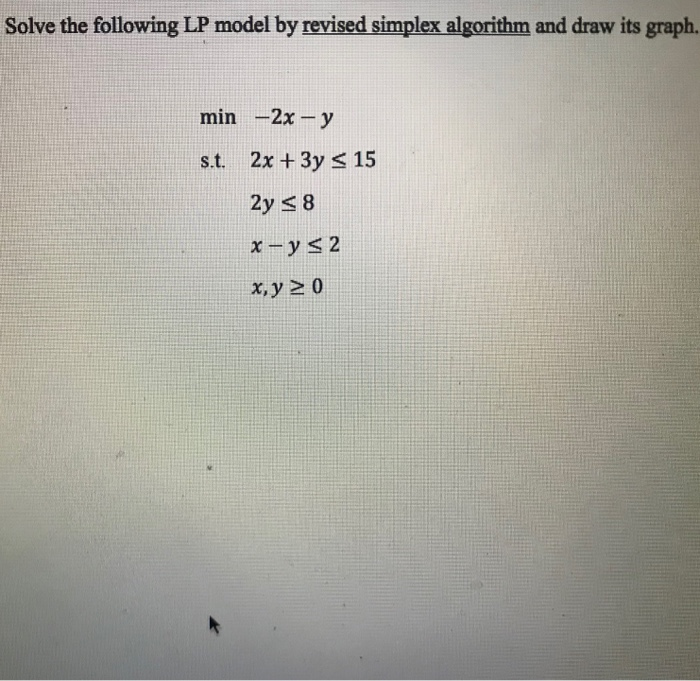 Solved Solve the following LP model by revised simplex | Chegg.com