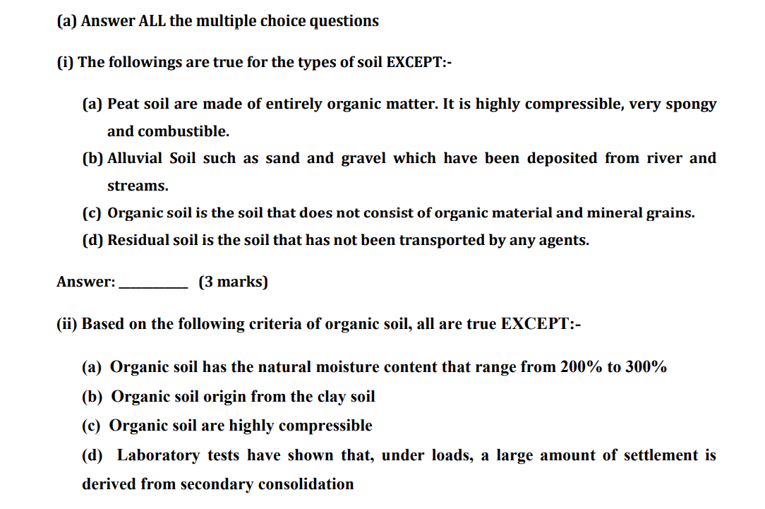 Solved (a) Answer ALL The Multiple Choice Questions (i) The | Chegg.com