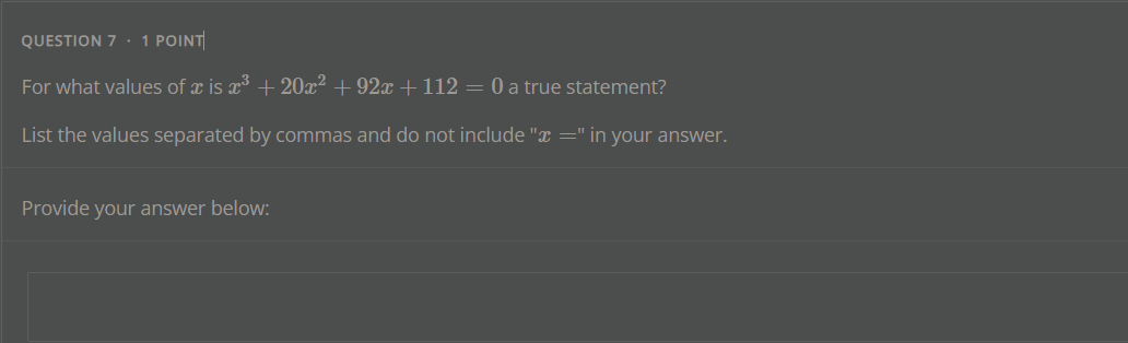 Solved QUESTION 7 - 1 POINT| For what values of x is | Chegg.com