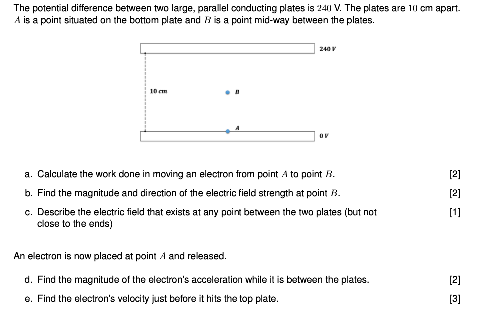 Solved The potential difference between two large, parallel | Chegg.com