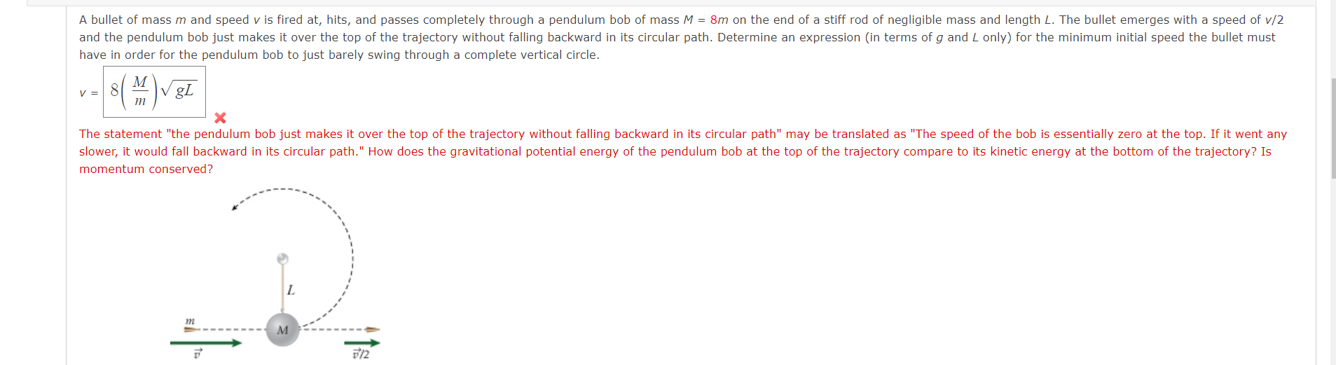 Solved A Bullet Of Mass M And Speed V Is Fired At, Hits, And | Chegg.com