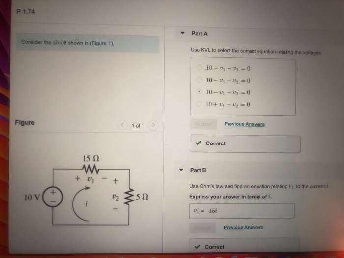 Solved P 1.74 Part A Consider the circuit shown in (Figure | Chegg.com