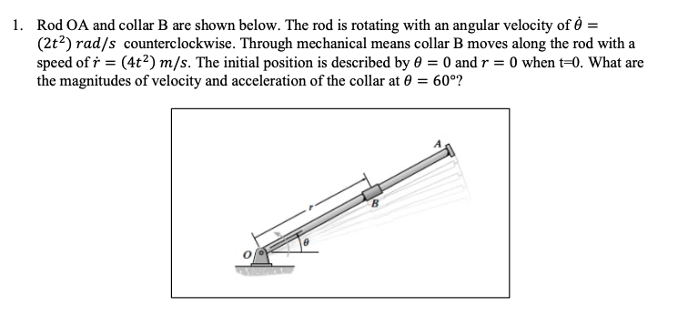 Solved 1 Rod Oa And Collar B Are Shown Below The Rod Is Chegg Com