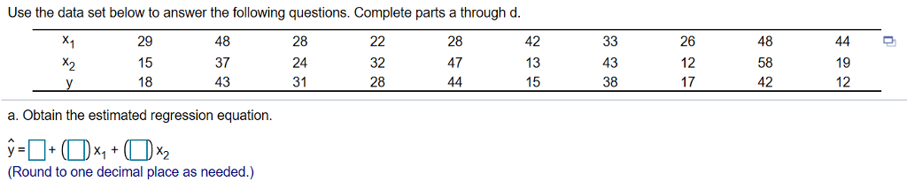 Solved Use the data set below to answer the following | Chegg.com