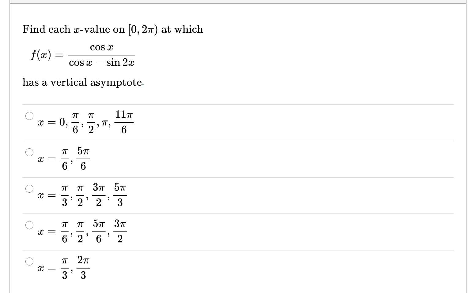 Solved Find Eash X Value On 0 2p At Which Cos X F X Chegg Com