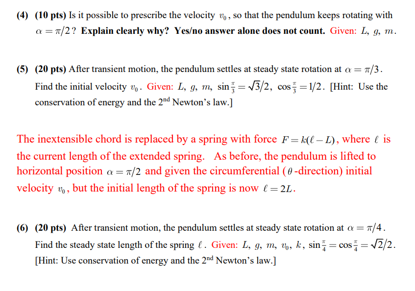 Solved A. The pendulum (mass m ) rotates about the vertical | Chegg.com