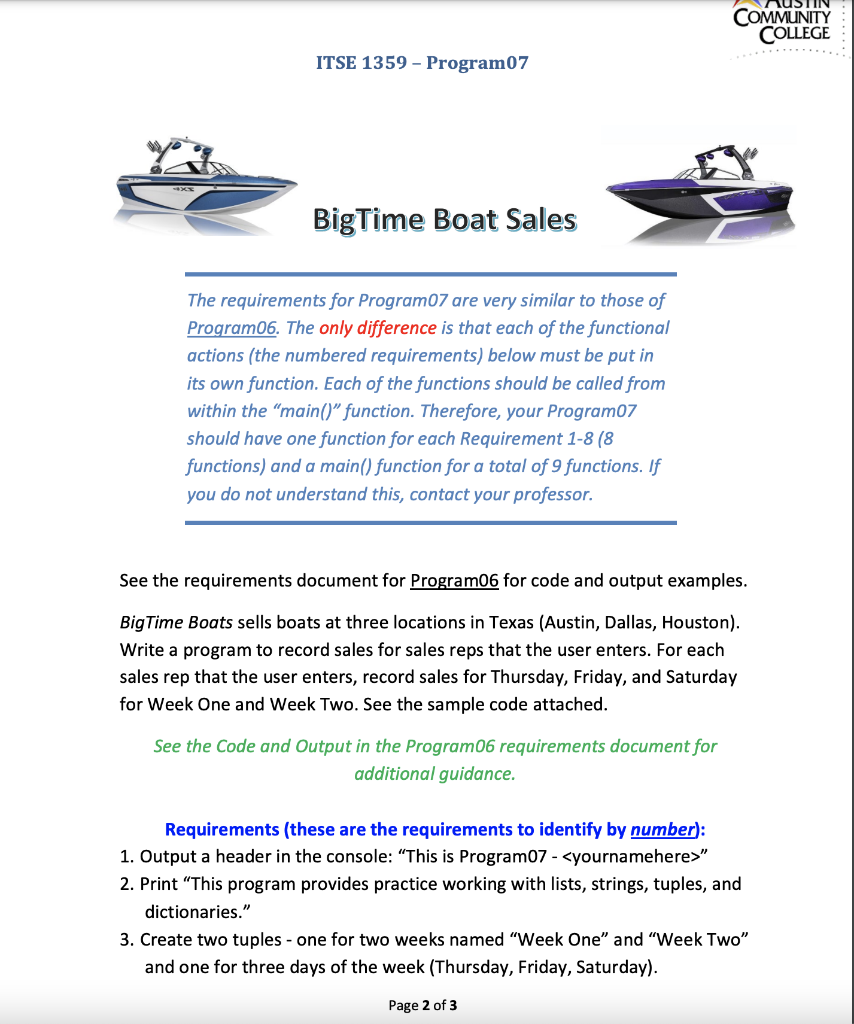 Solved VUSTIN COMMUNITY COLLEGE ITSE 1359 - Program07 | Chegg.com