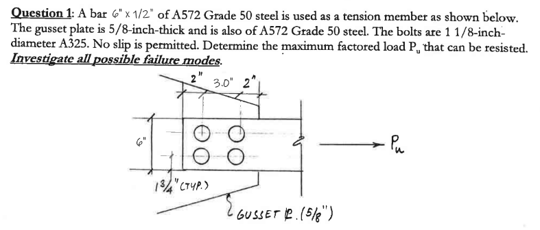 Solved Question 1: A bar 6′′×1/2′′ of A572 Grade 50 steel is | Chegg.com