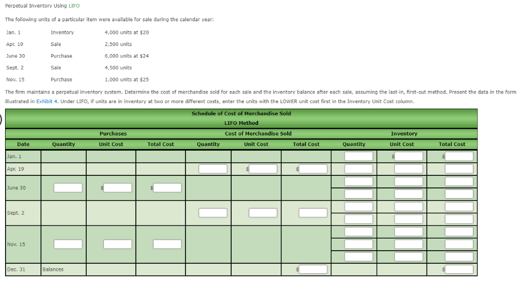 solved-perpetual-inventory-using-lifo-the-following-units-of-chegg