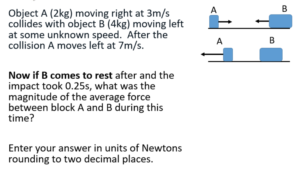 Solved A B Object A (2kg) Moving Right At 3m/s Collides With | Chegg.com