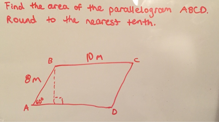 find the area of parallelogram abcd round to the nearest tenth