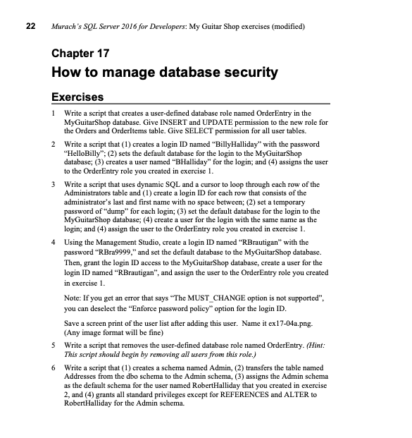 22 Murach S Sql Server 2016 For Developers My Guitar Chegg 