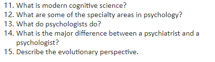 Solved 11. What is modern cognitive science? 12. What are | Chegg.com