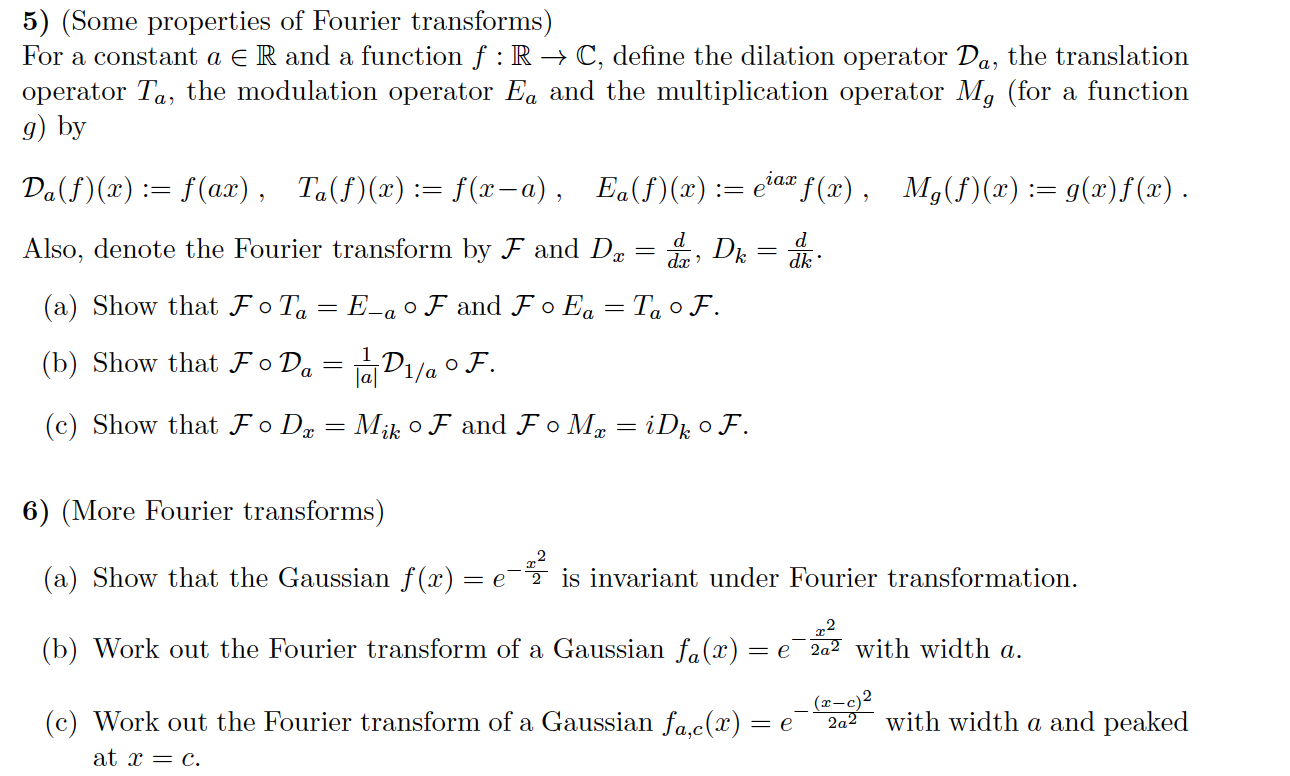 Solved 5) (Some properties of Fourier transforms) For a | Chegg.com