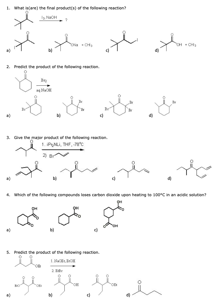 Solved 1. What is(are) the final product(s) of the following | Chegg.com