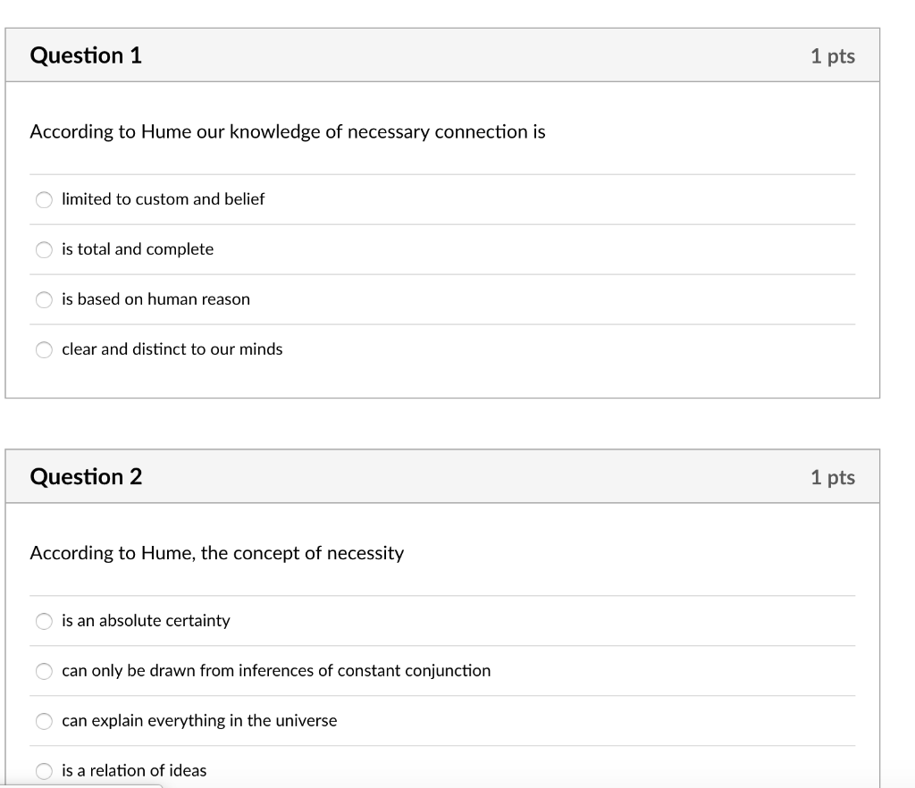 Solved According to Hume our knowledge of necessary