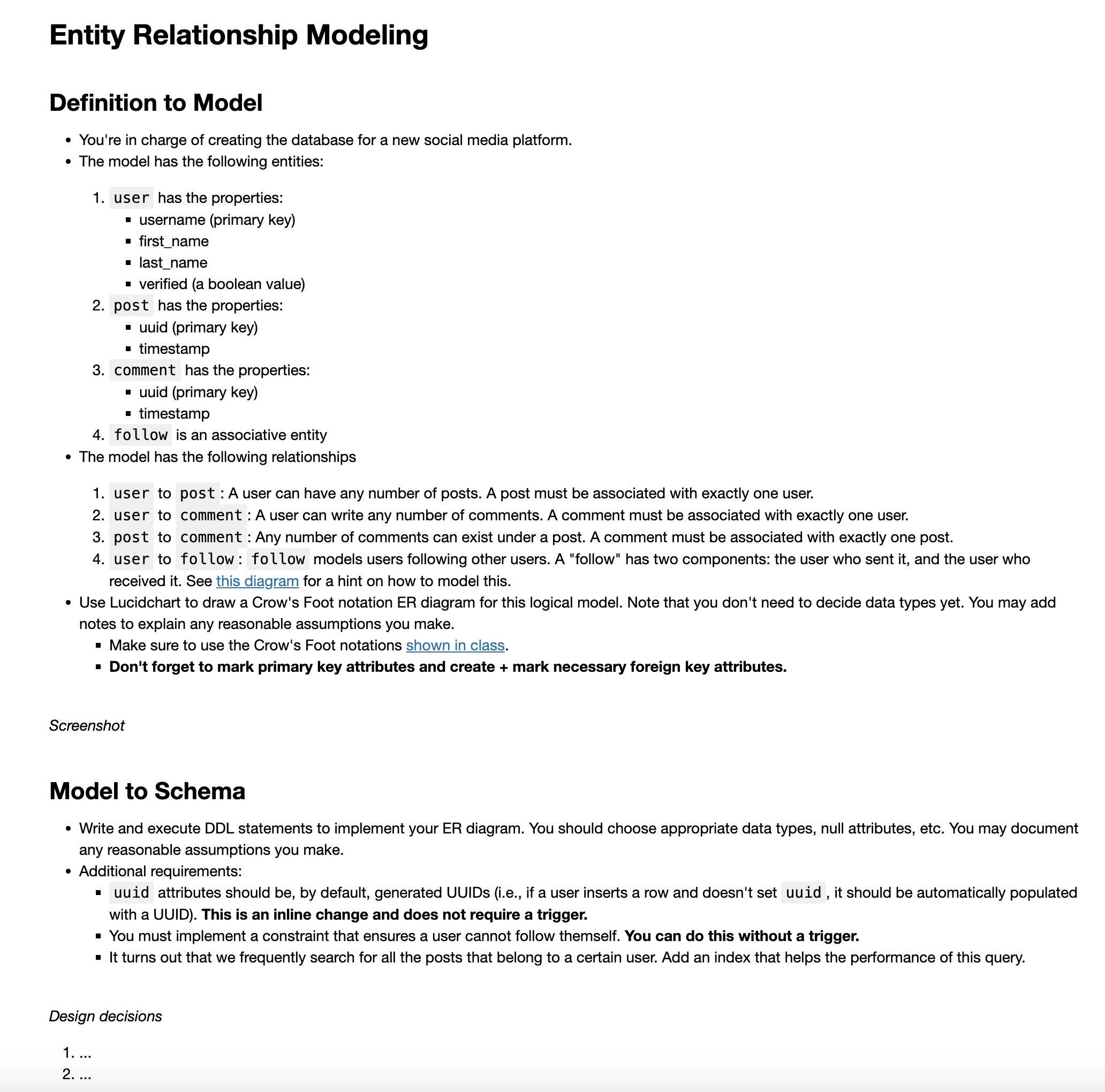 Solved Entity Relationship Modeling Definition to Model