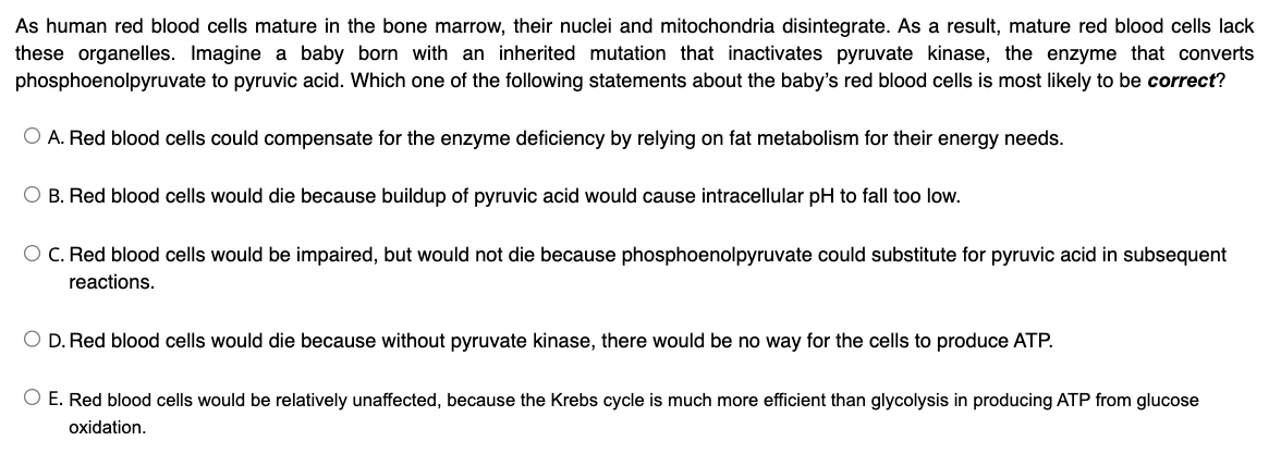 Solved As human red blood cells mature in the bone marrow, | Chegg.com