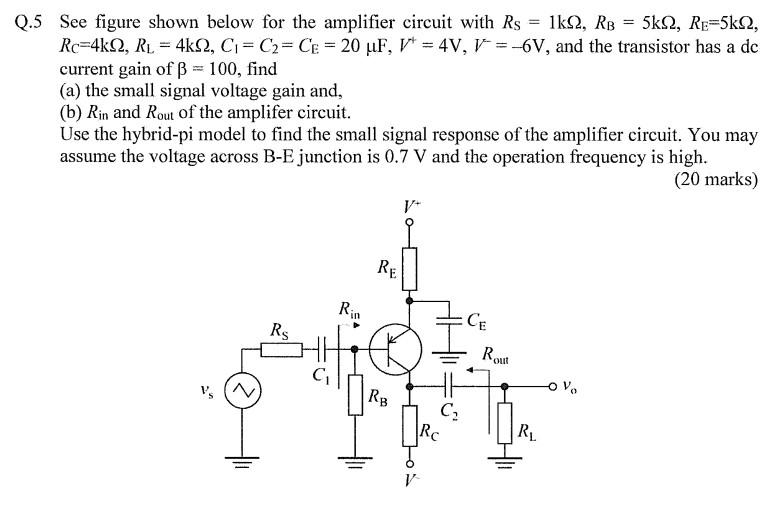 Solved Q.5 See Figure Shown Below For The Amplifier Circuit | Chegg.com